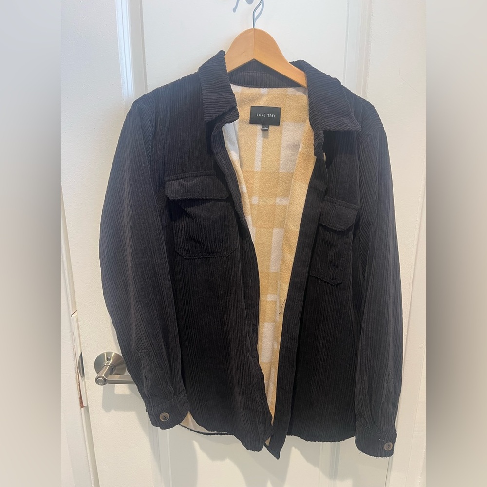 Love Tree Black Corduroy Shirt Jacket